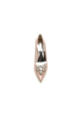 Burgundy High Heels with Gemstone Adorned Golden Buckle