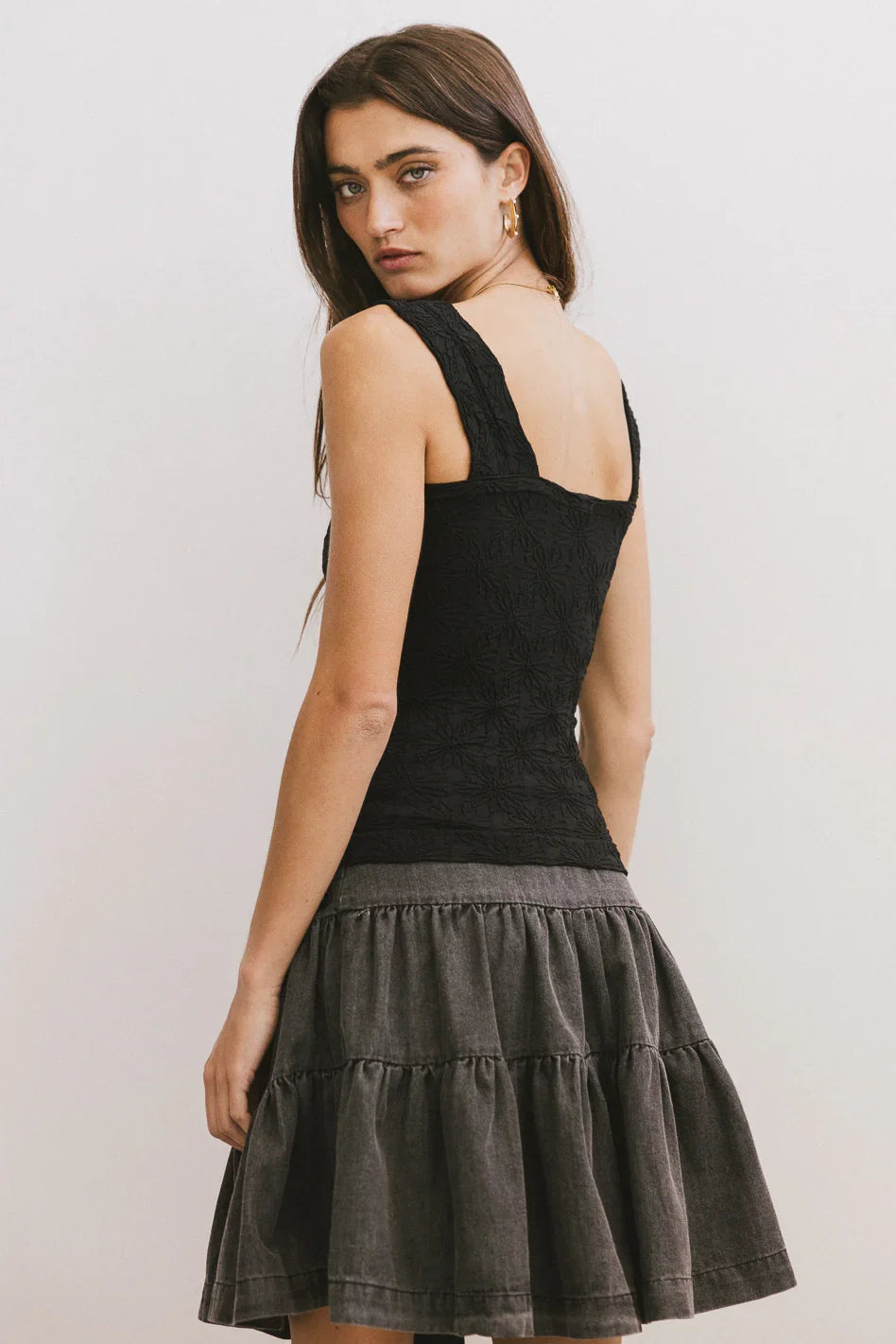Skyler Tiered Mini Skirt in Black FINAL SALE
