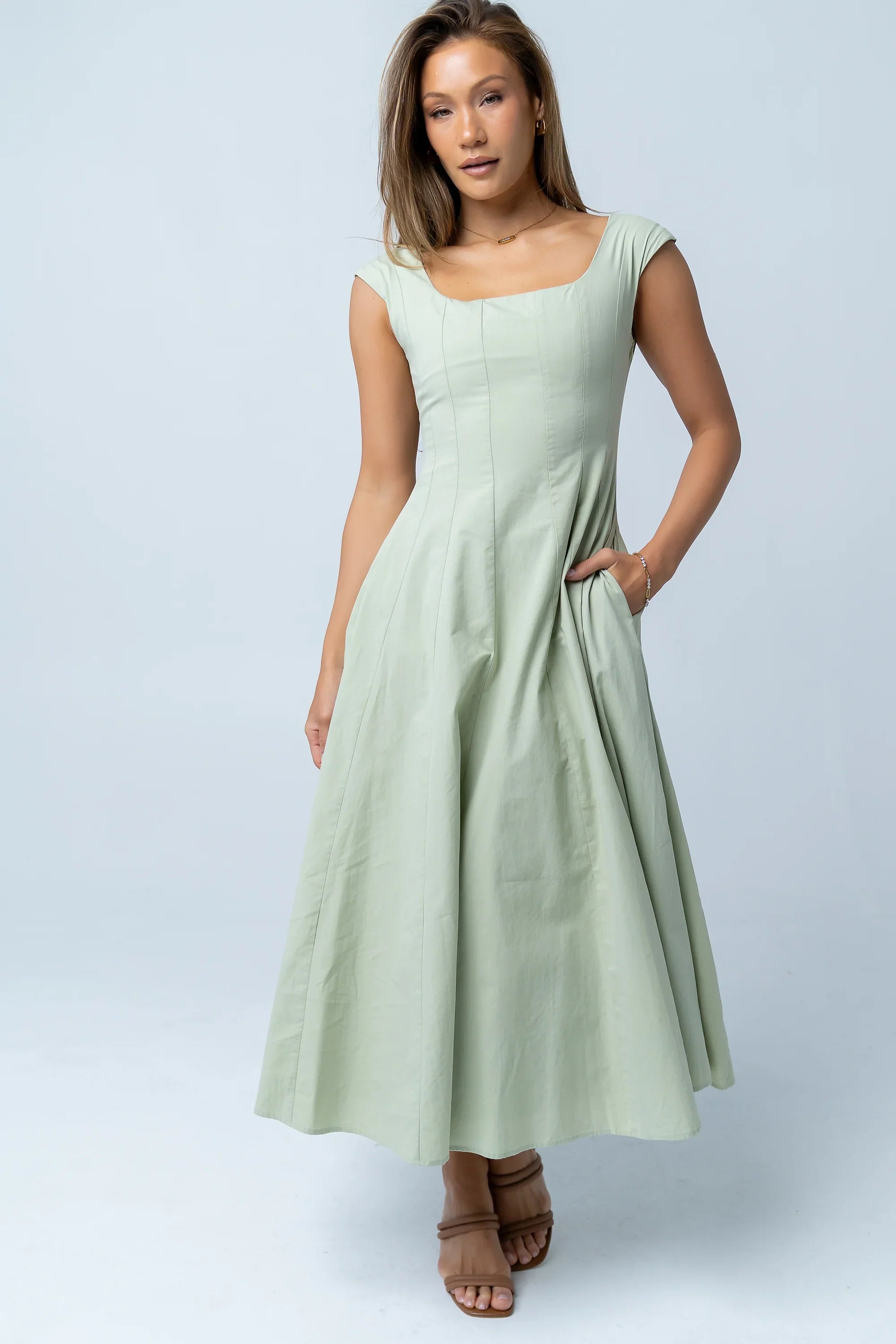 Colin Midi Dress in Sage