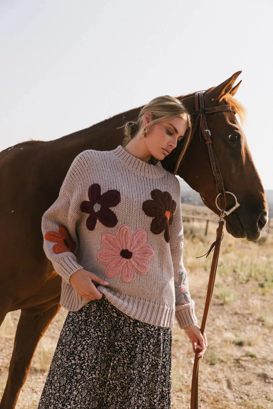 Hartley Floral Sweater in Mocha FINAL SALE