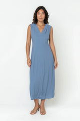 Noah Midi Dress in Blue