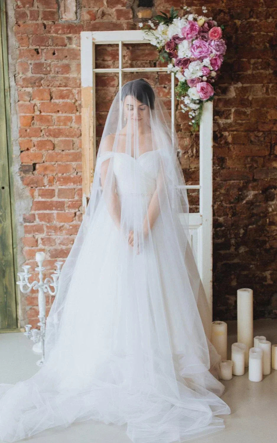 Off The Shoulder Tulle Ball Gown Sweep Train Dress