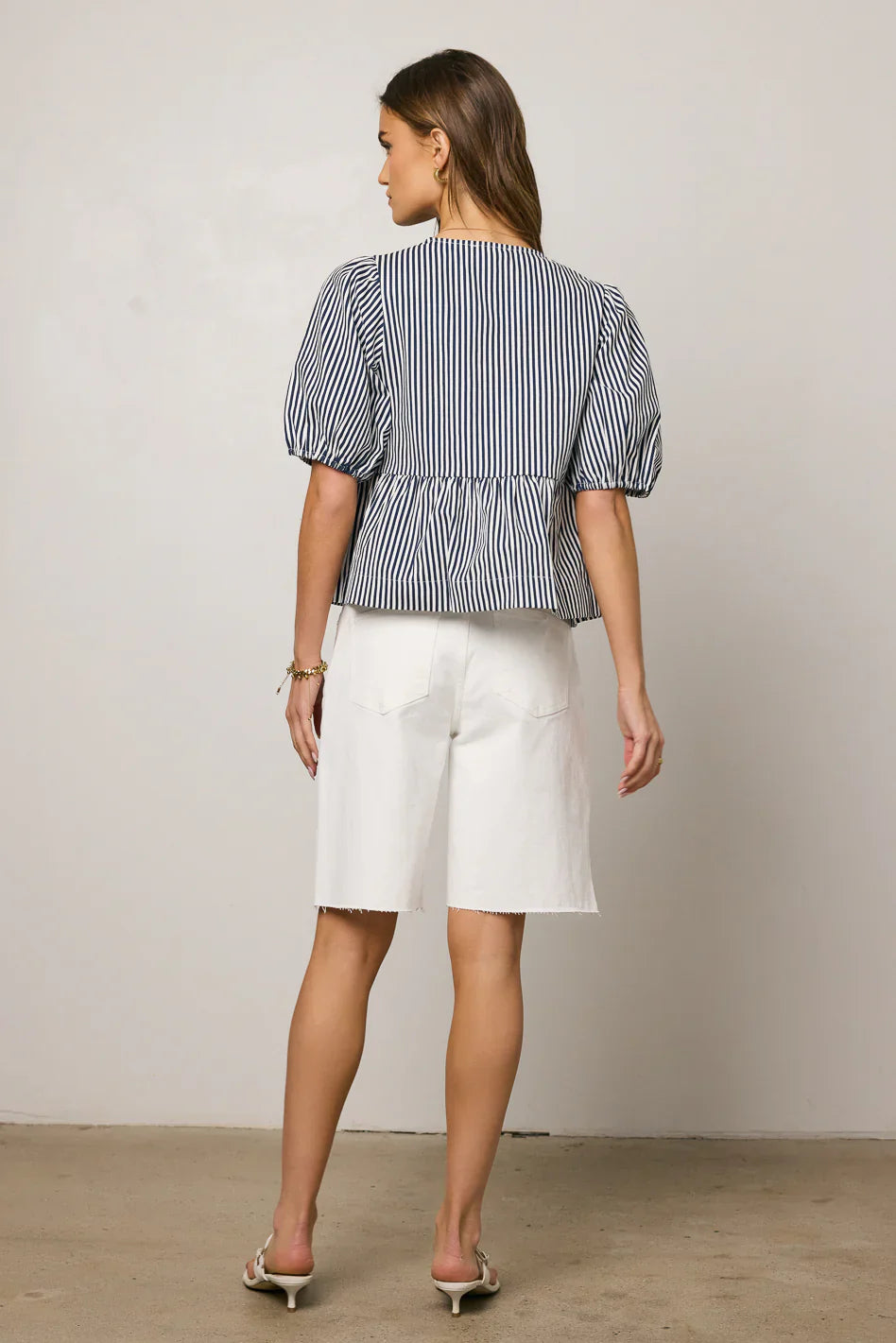 Milandra Striped Peplum Top FINAL SALE