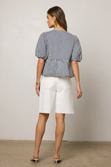 Milandra Striped Peplum Top FINAL SALE