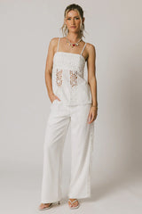 Karie Crochet Pants in White FINAL SALE