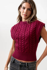 Lennie Cable Knit Top in Burgundy FINAL SALE
