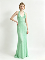 Halter Cutout Sequin Mermaid Maxi Dress