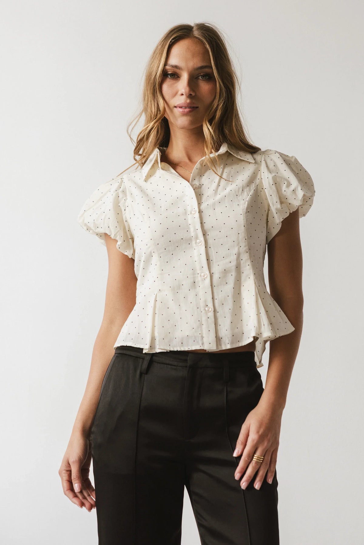 Lizette Pleated Blouse in Cream