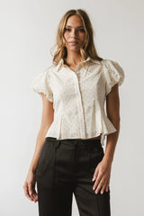 Lizette Pleated Blouse in Cream