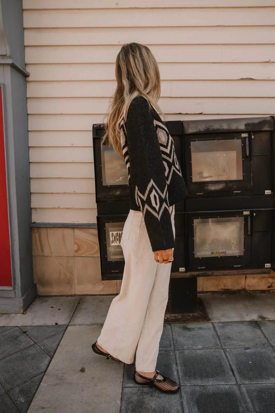 Angelica Geometric Cardigan in Black FINAL SALE