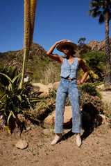 Shea Floral Vest in Light Wash FINAL SALE