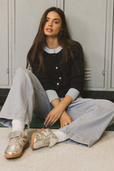 Ella Contrast Cardigan in Navy FINAL SALE