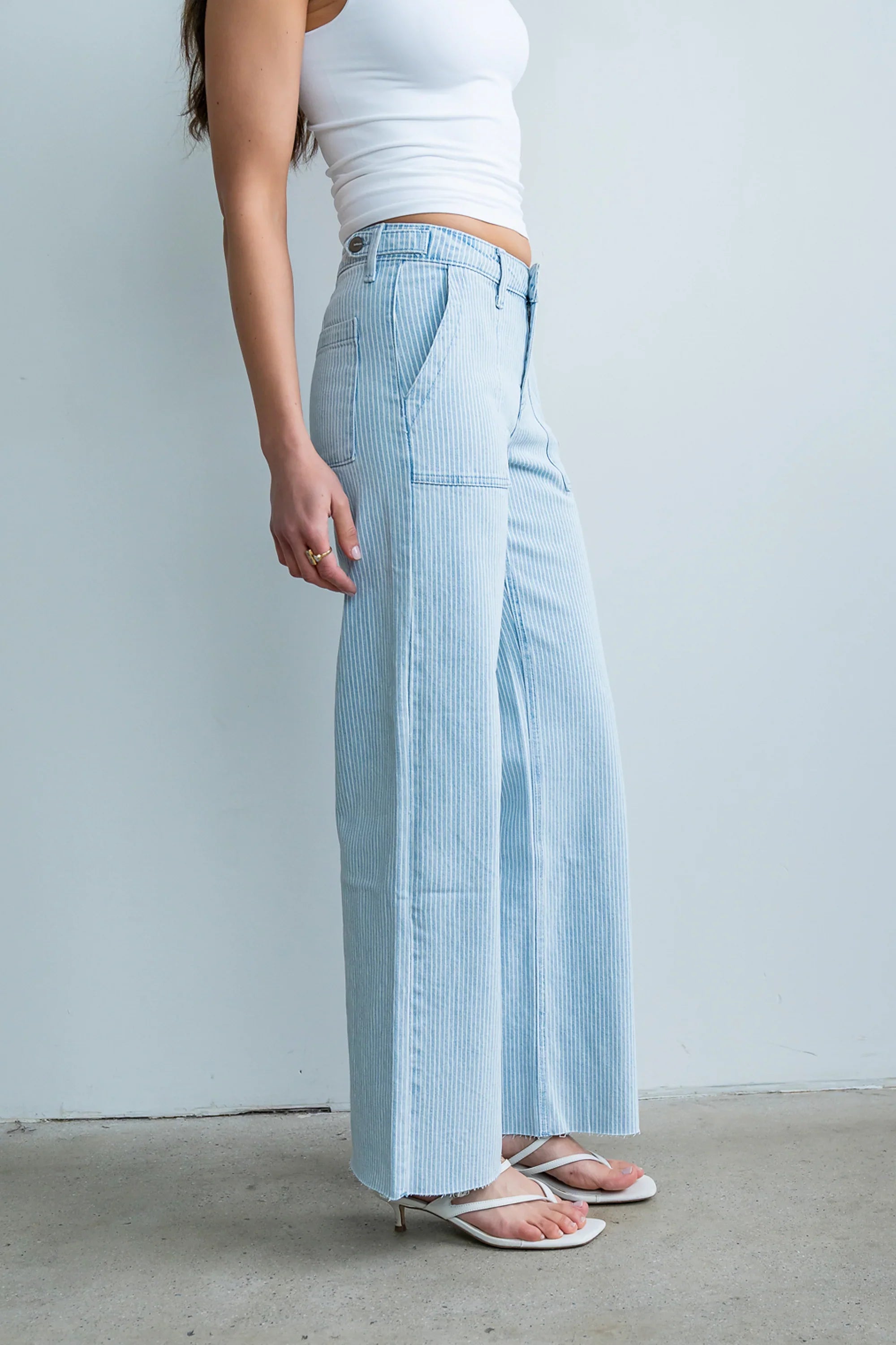 Sydney Striped Wide Leg Jeans