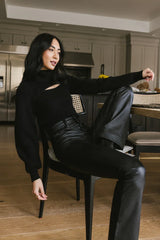 Cut Out Turtleneck Sweater in Black FINAL SALE