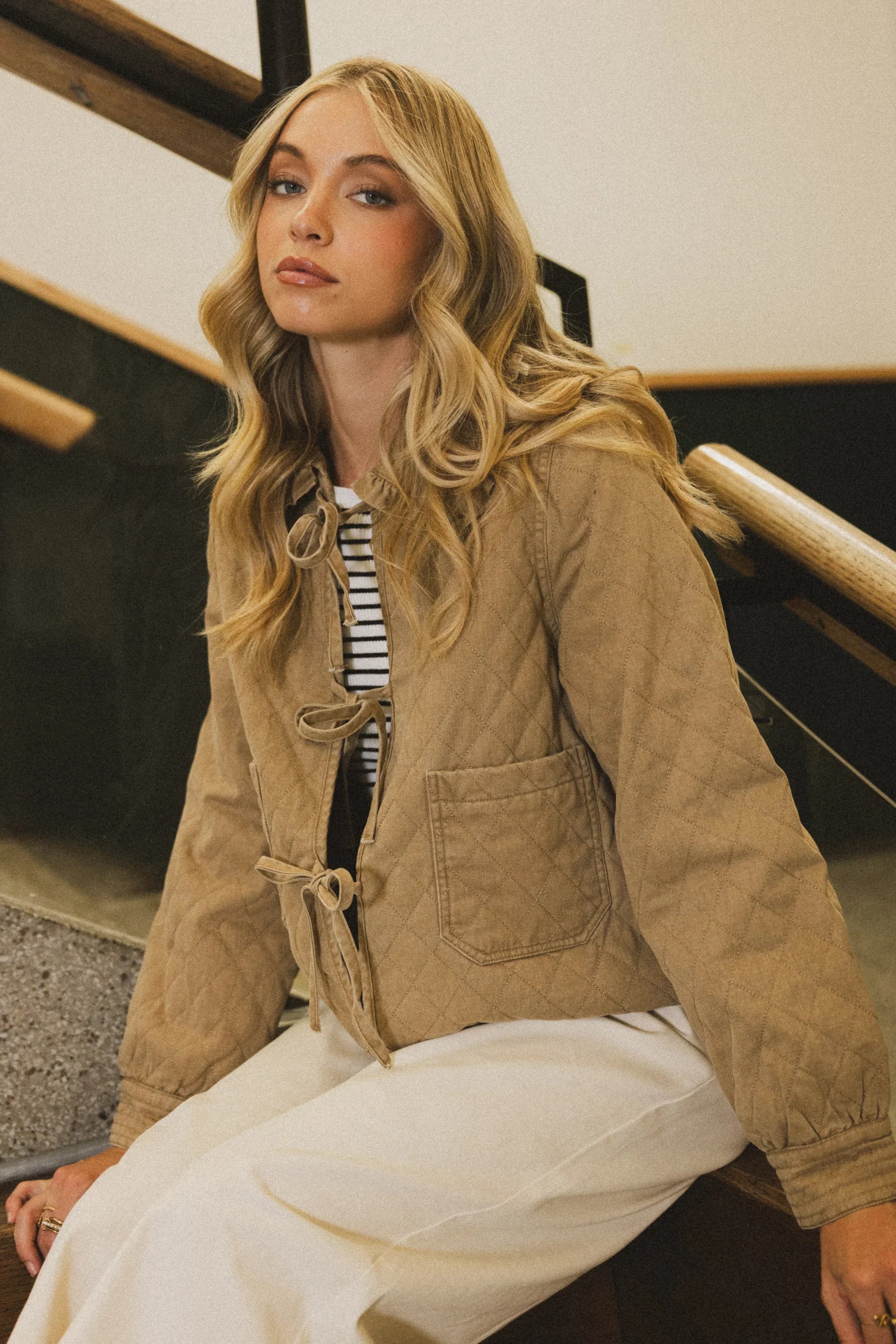 Tammy Collared Jacket in Khaki FINAL SALE