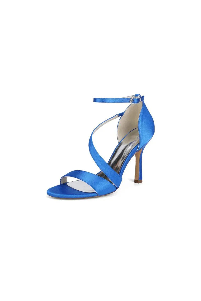Ankle Strap Satin Stiletto Sandals