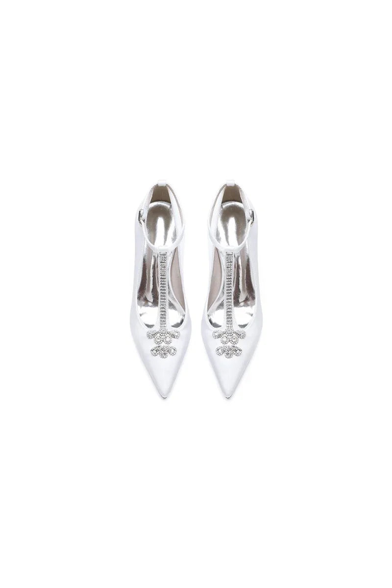 Party Pointed Toe Crystal Strap High Heels Shoes