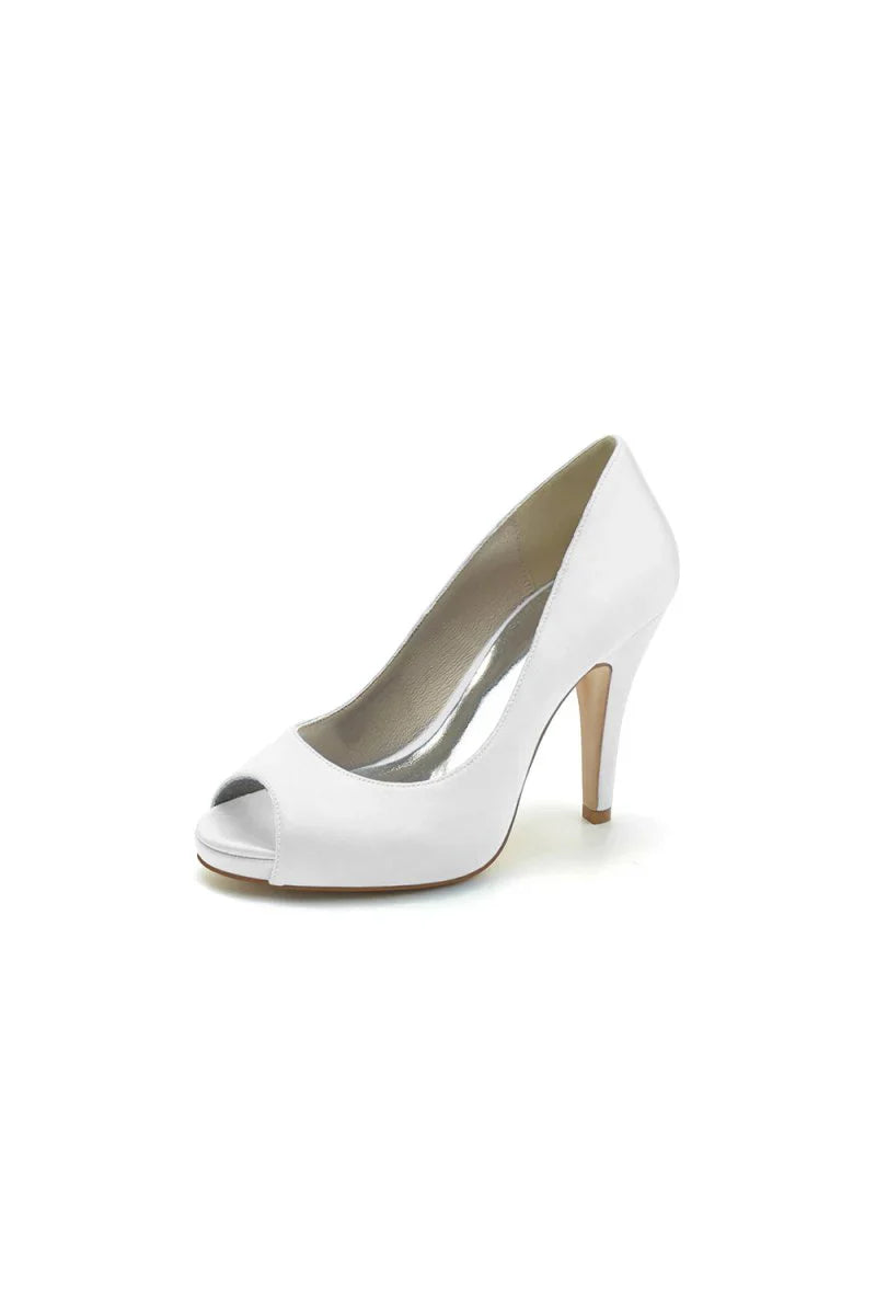 Peep Toe Slip on Satin Stiletto Heels