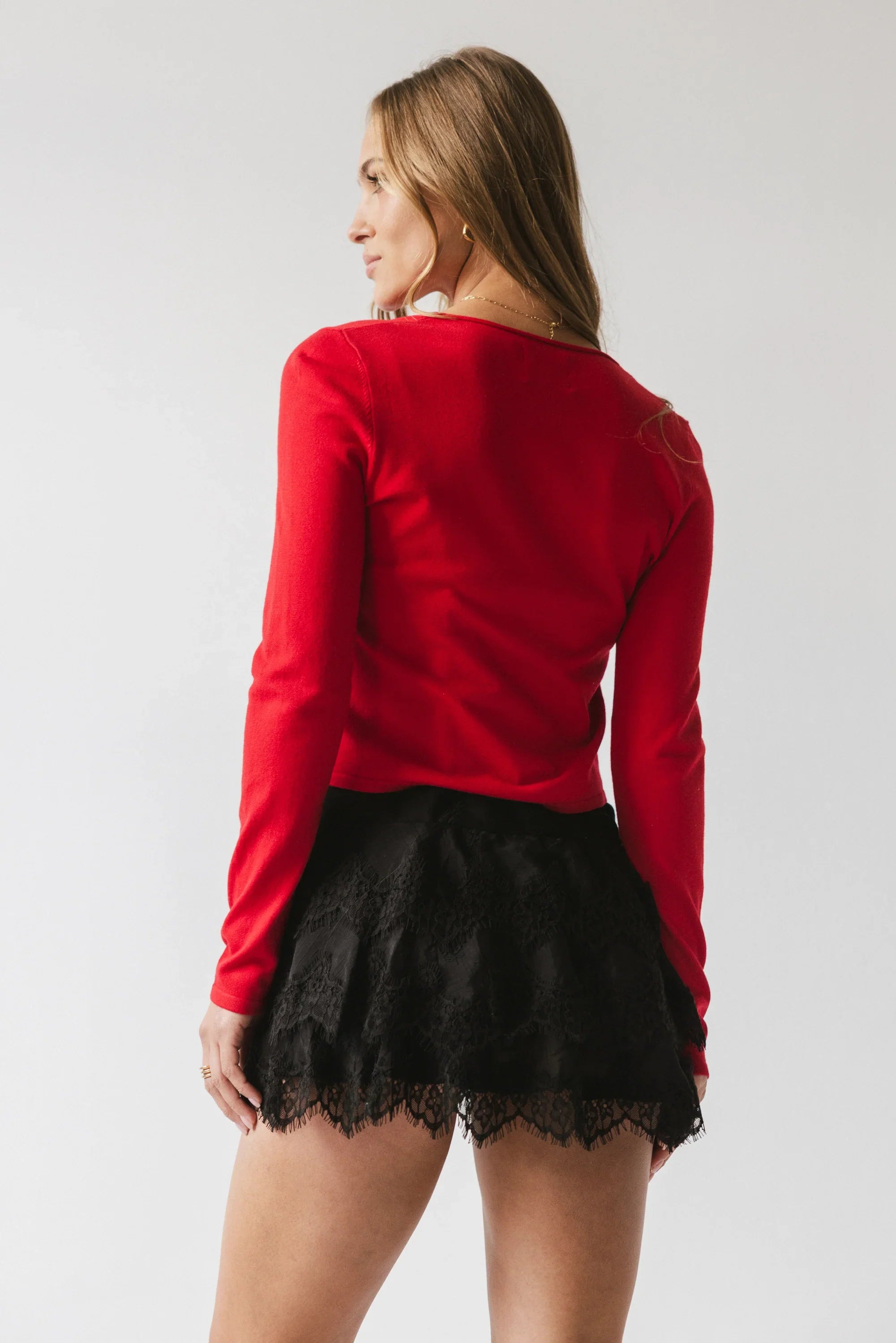 Maddy Button Up Cardigan in Red FINAL SALE