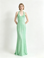 Halter Cutout Sequin Mermaid Maxi Dress