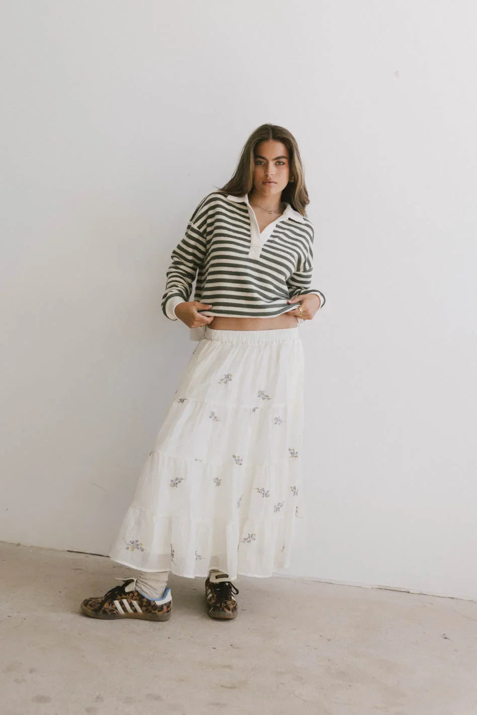 Bluebell Embroidered Midi Skirt FINAL SALE