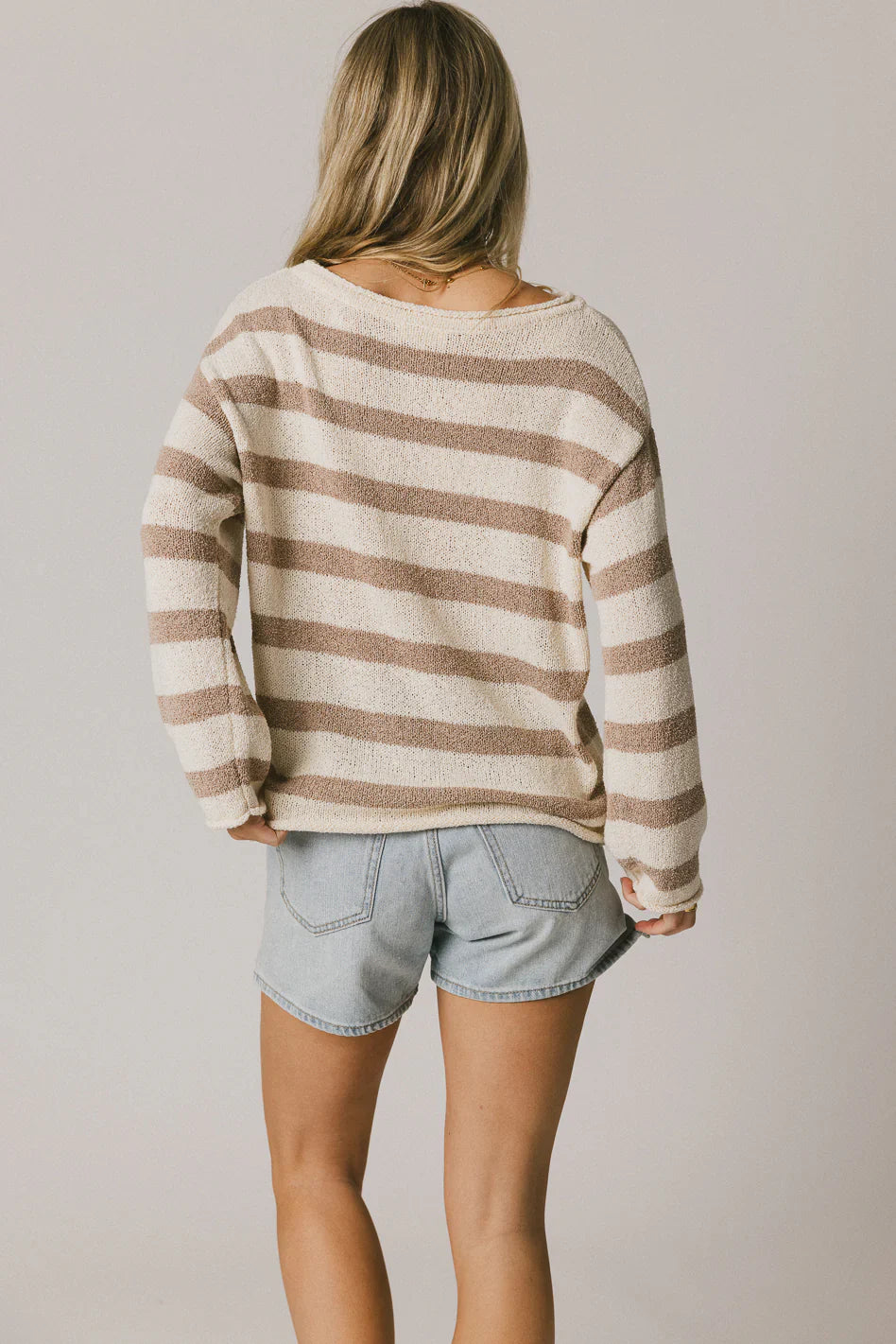 Kelsey Striped Sweater in Taupe FINAL SALE