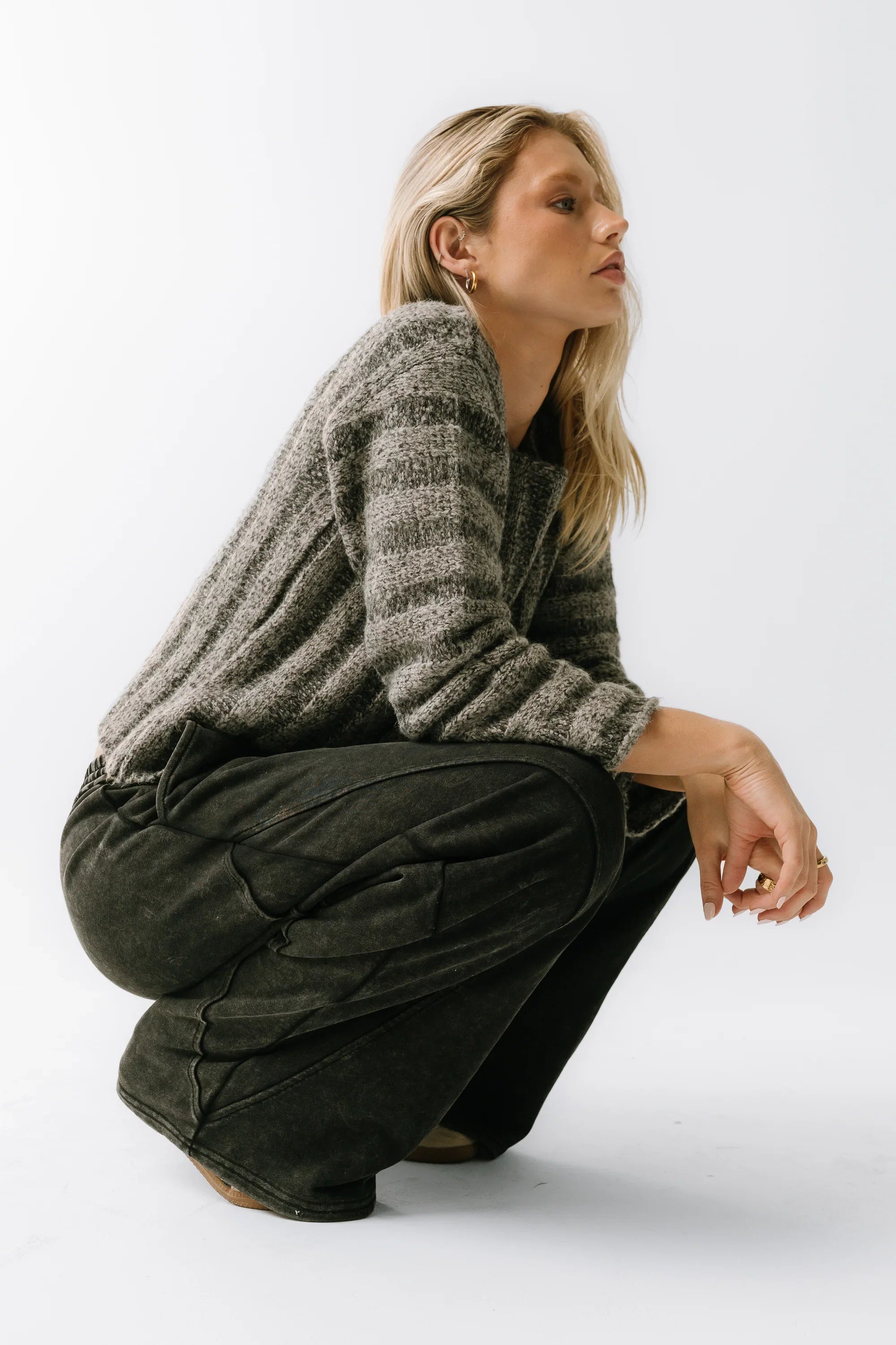 Zamara Ribbed Sweater in Charcoal