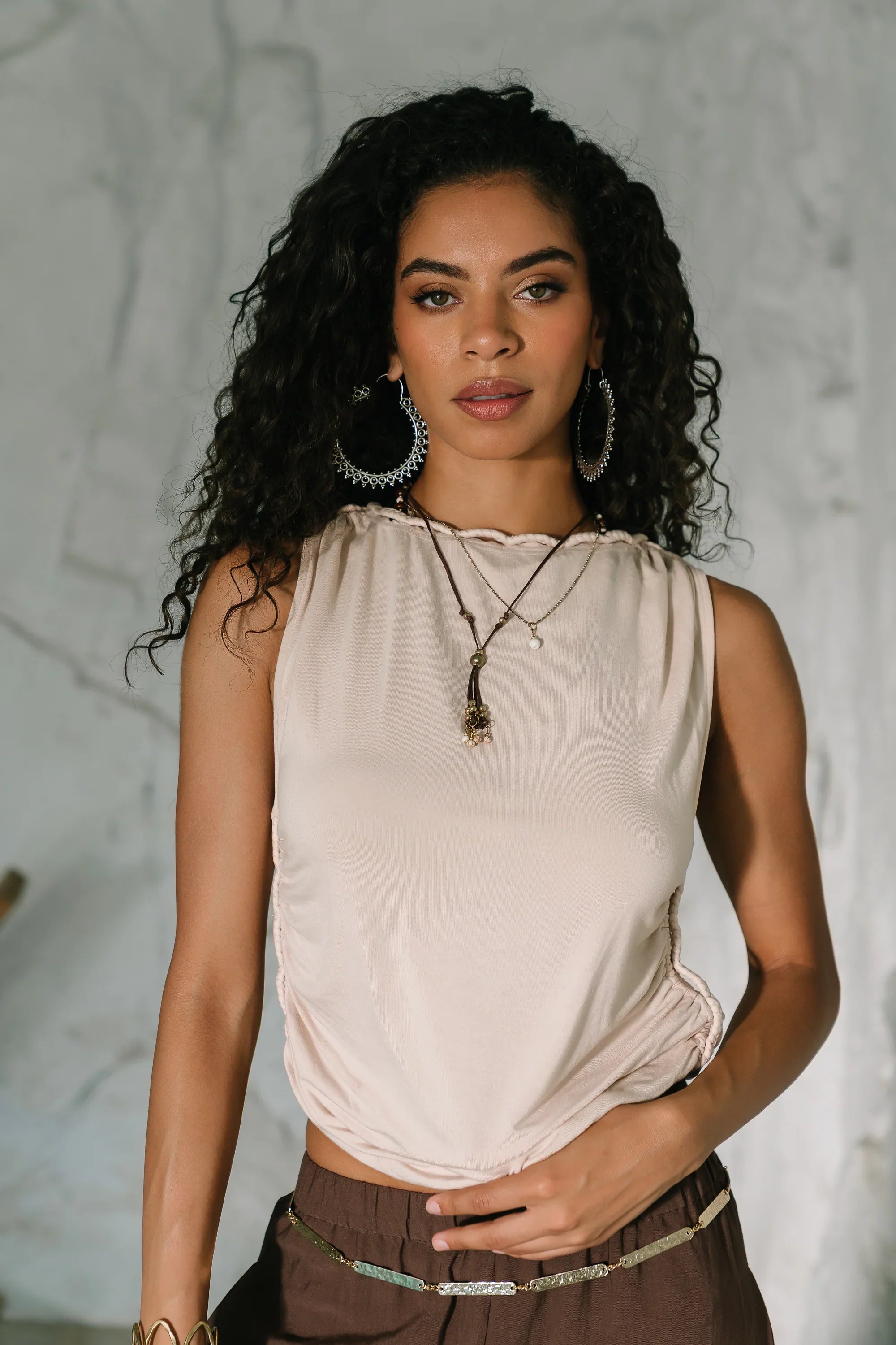 Maia Braided Top in Bone