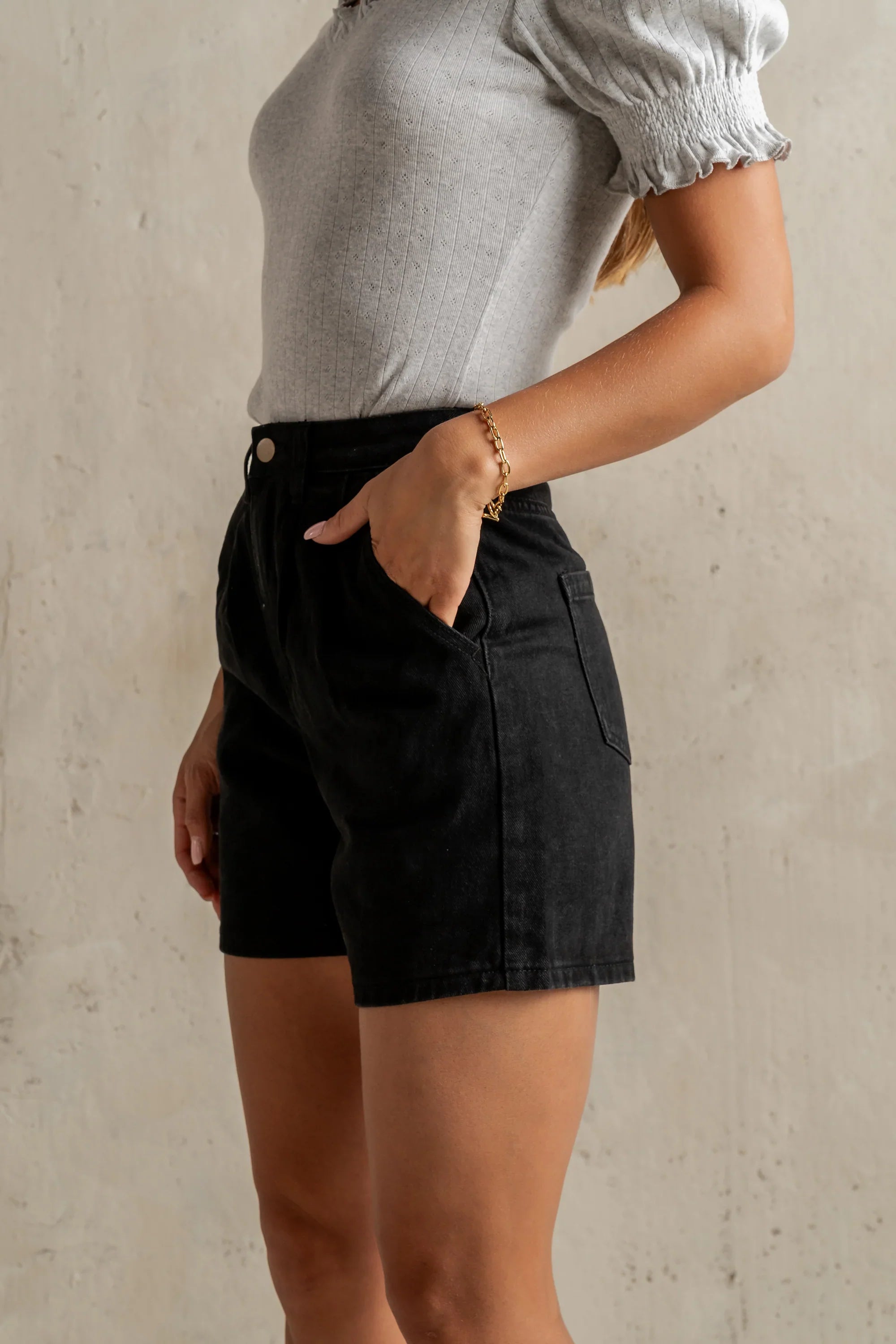 Mabel Denim Shorts in Black