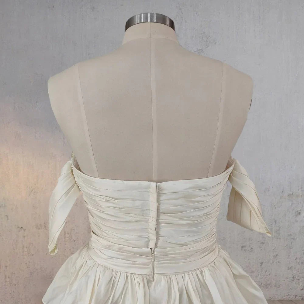 A Line Beige Multi Tiered Ruffles Wedding Dresses