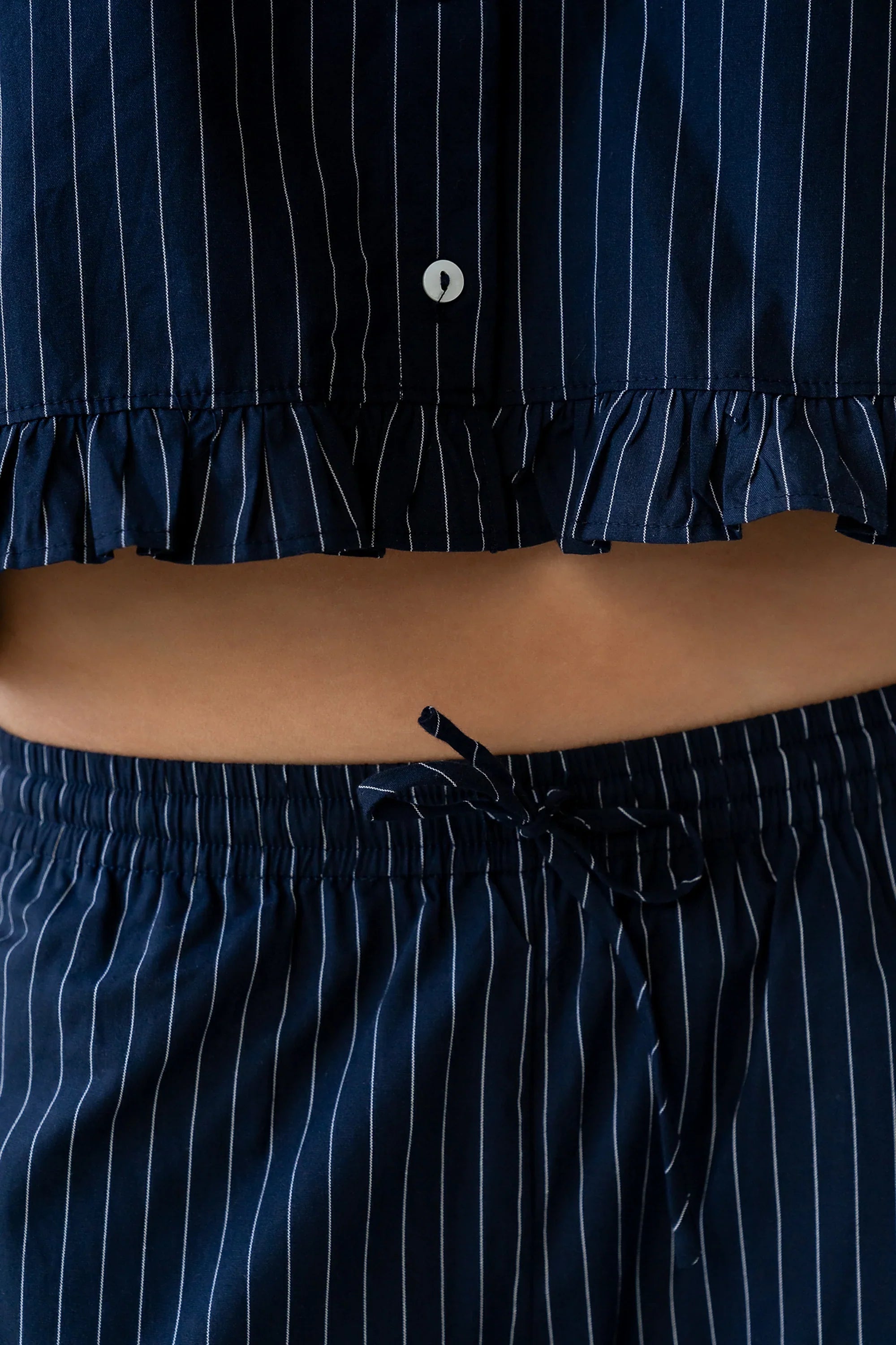 Melody Pinstripe Blouse in Navy