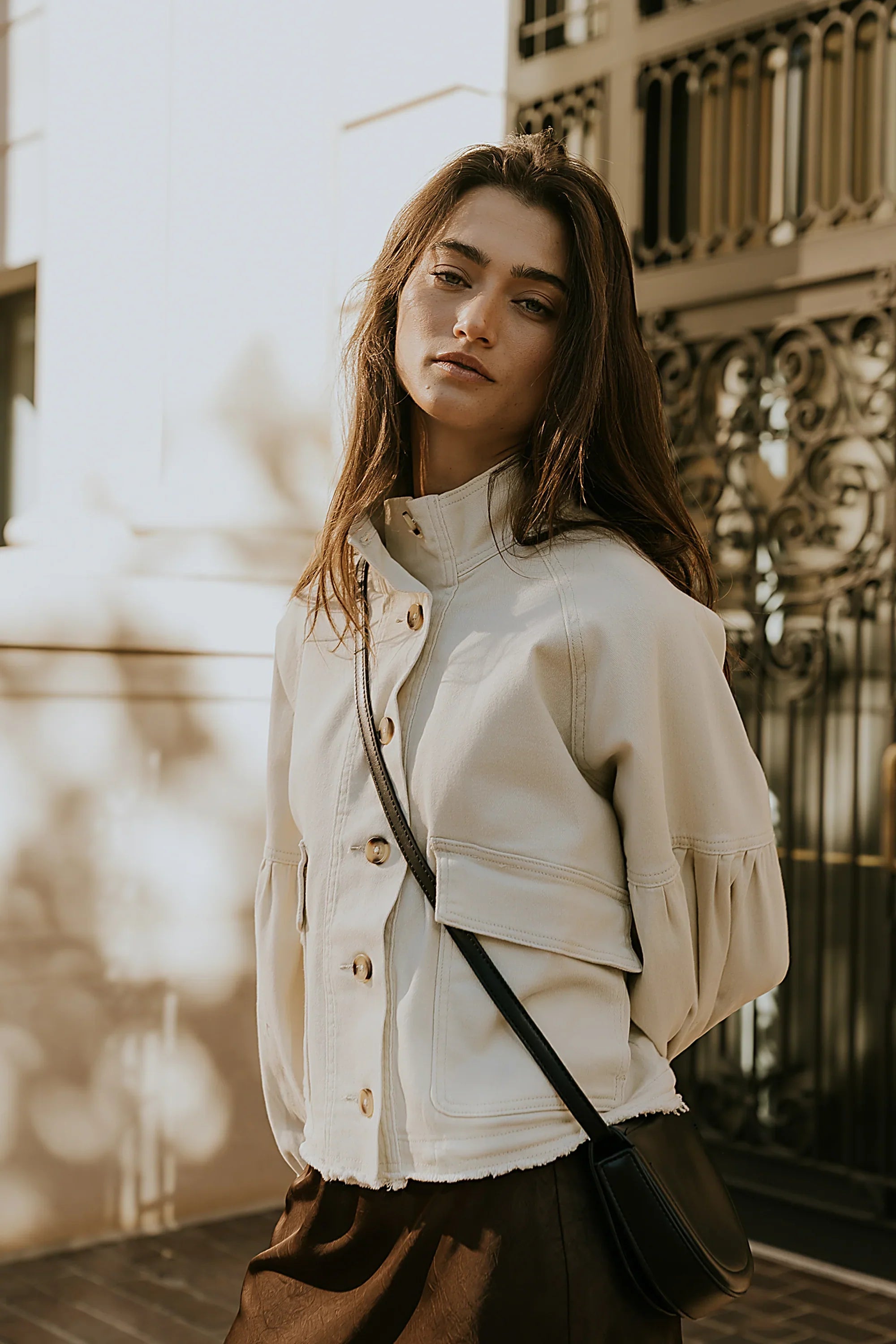 Sasha Denim Jacket in Cream FINAL SALE