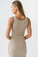 Kamber Striped Midi Tank Dress in Brown