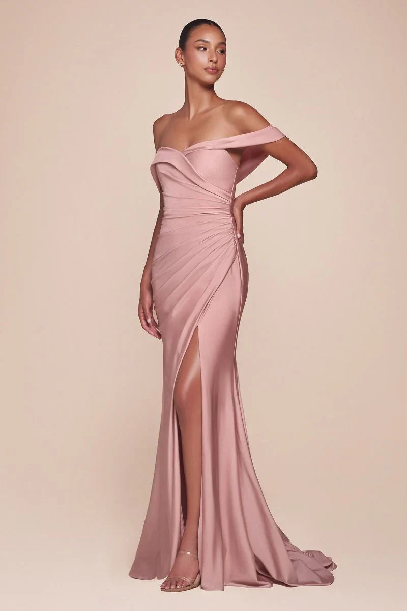 FREYA GOWN OFF THE SHOULDER STRETCH SPANDEX DRESS