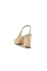Champagne Evening Chunky Shoes with Lace and Sequins