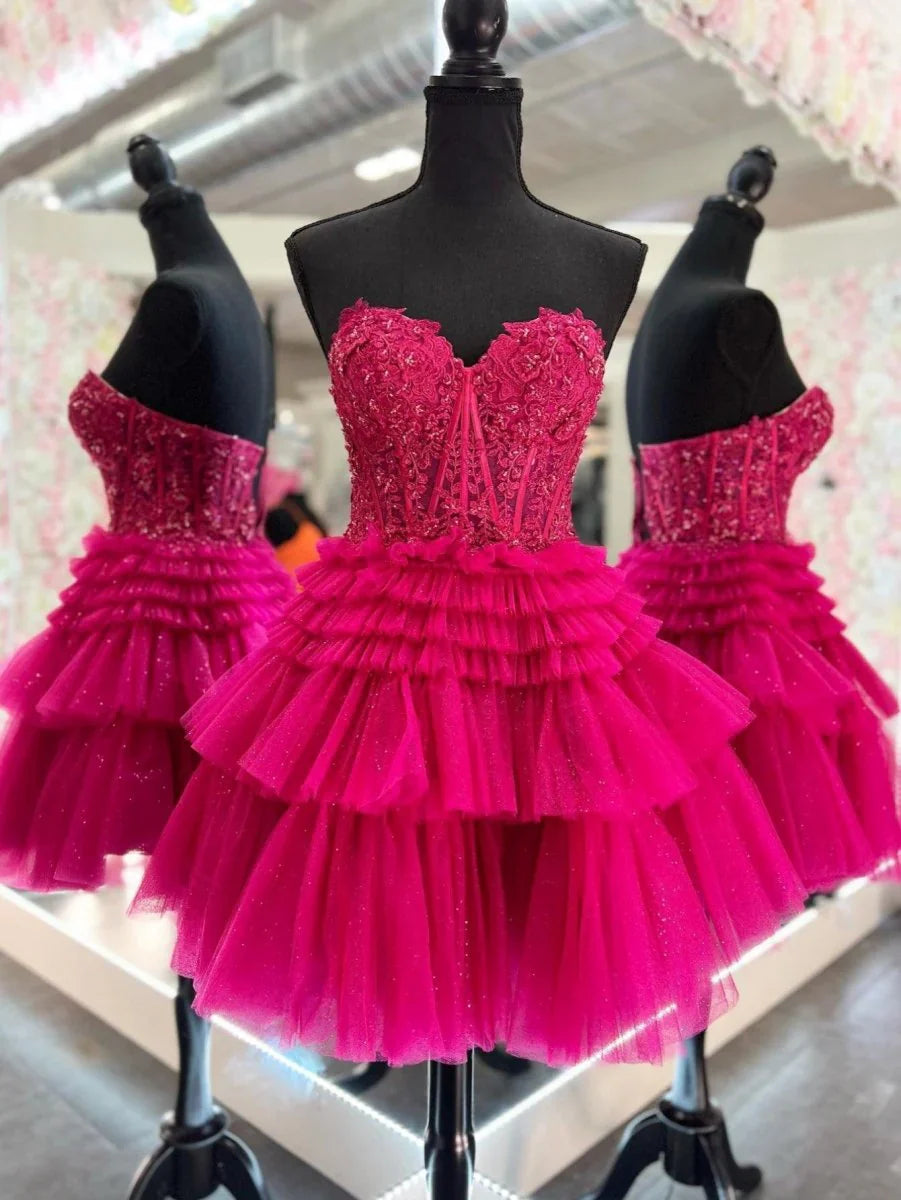 Ivy A Line Sweetheart Homecoming Dress with Ruffles