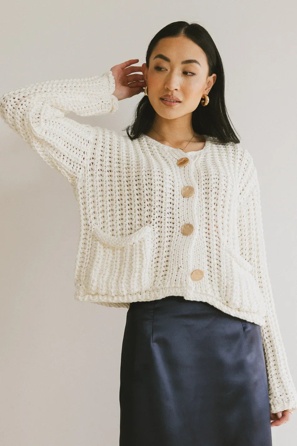 Janelle Knit Cardigan in Cream FINAL SALE