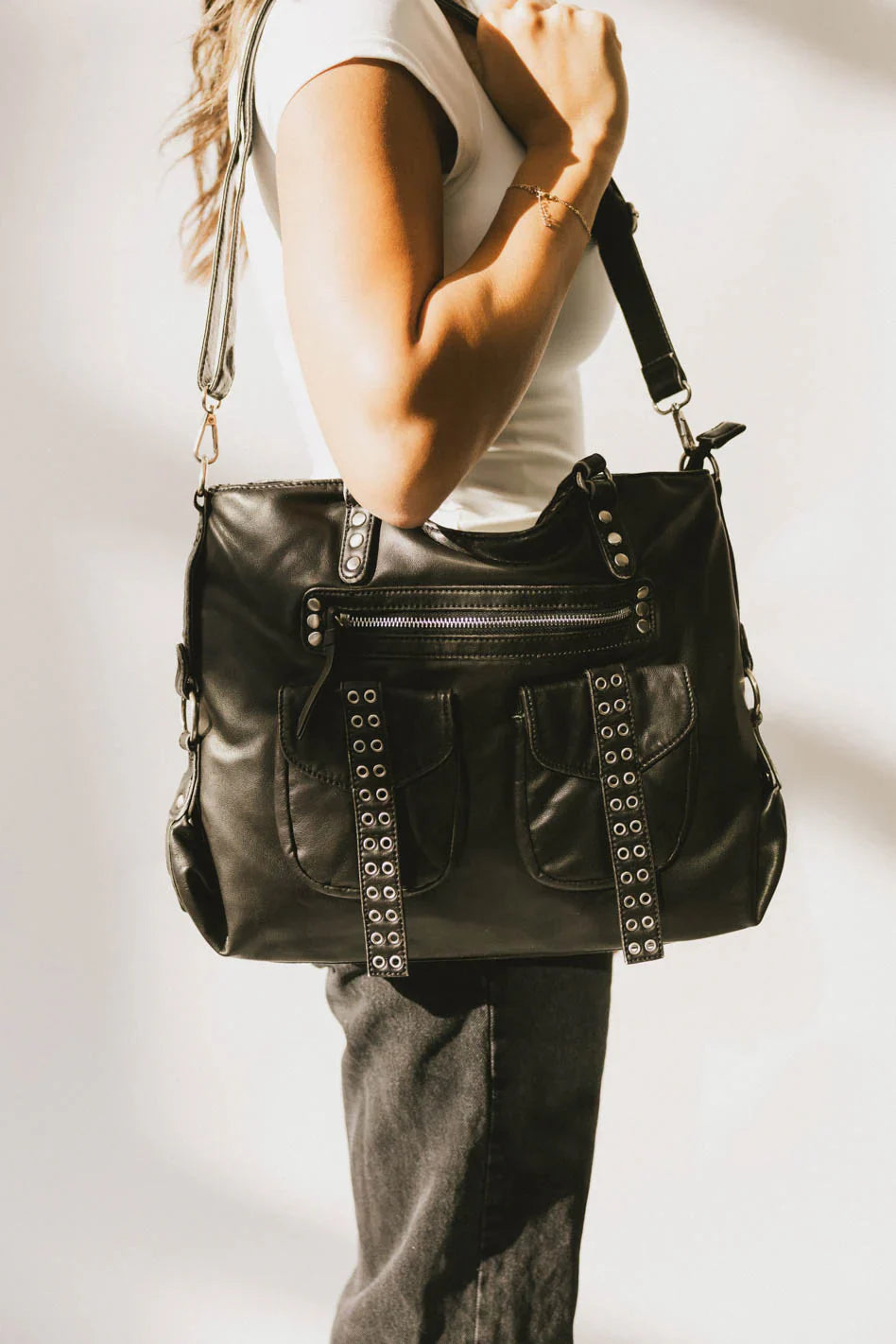 Lennox Studded Faux Leather Tote FINAL SALE