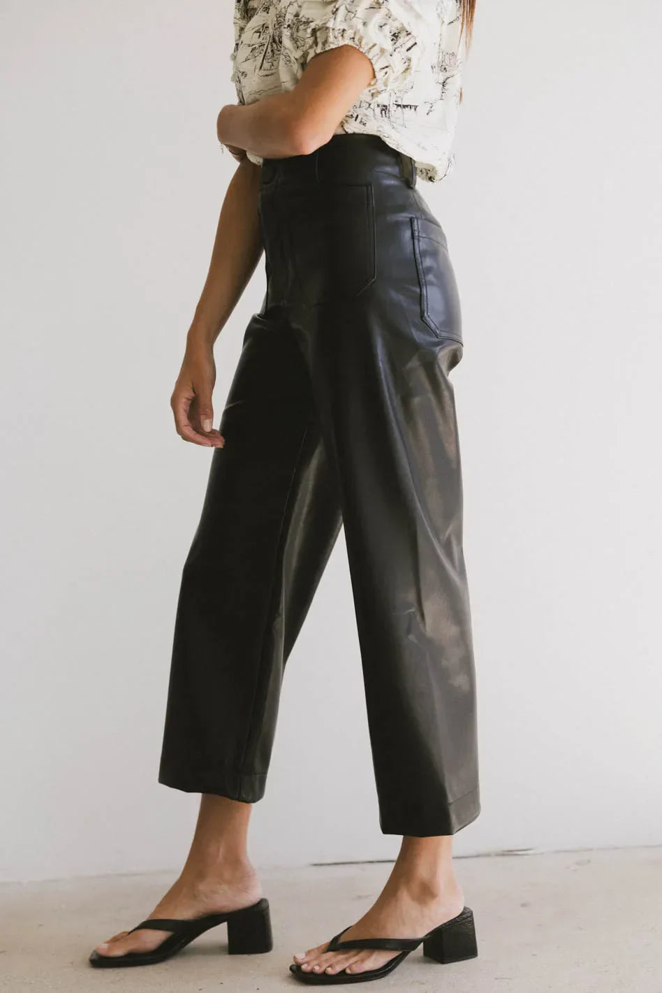 Sadie Wide Leg Pants in Black Leather FINAL SALE