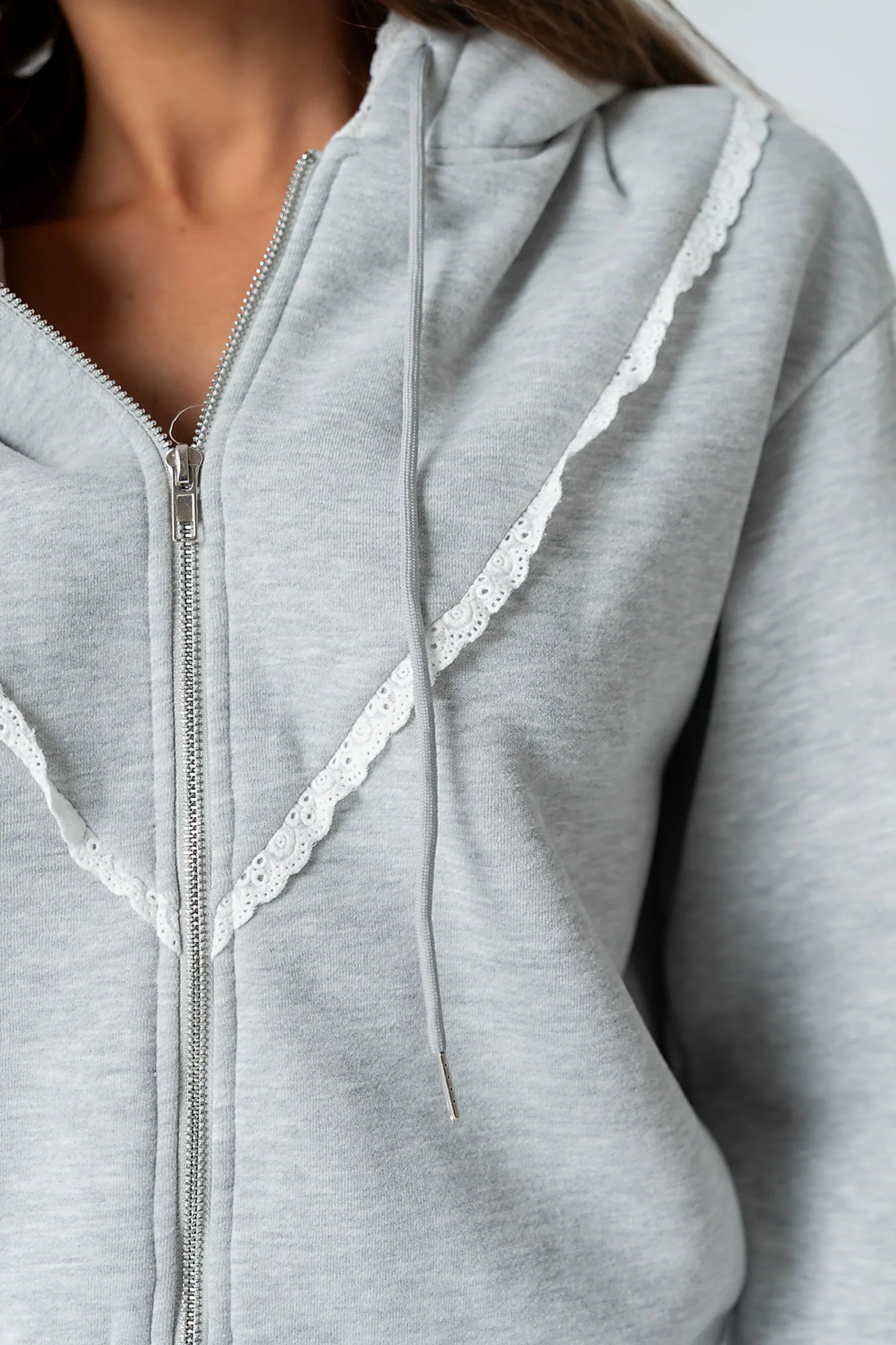 Sydney Lace Trim Zip Up