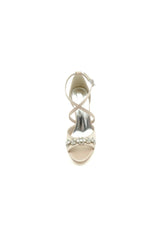 Champagne Cross Strap High Heels with Crystal Embellishments