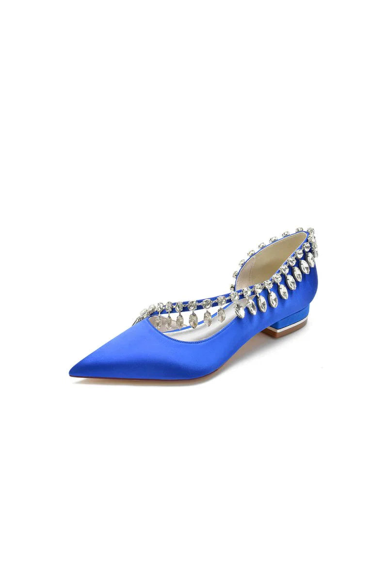 Rhinestone Beaded Pointed Toe Kitten Heels