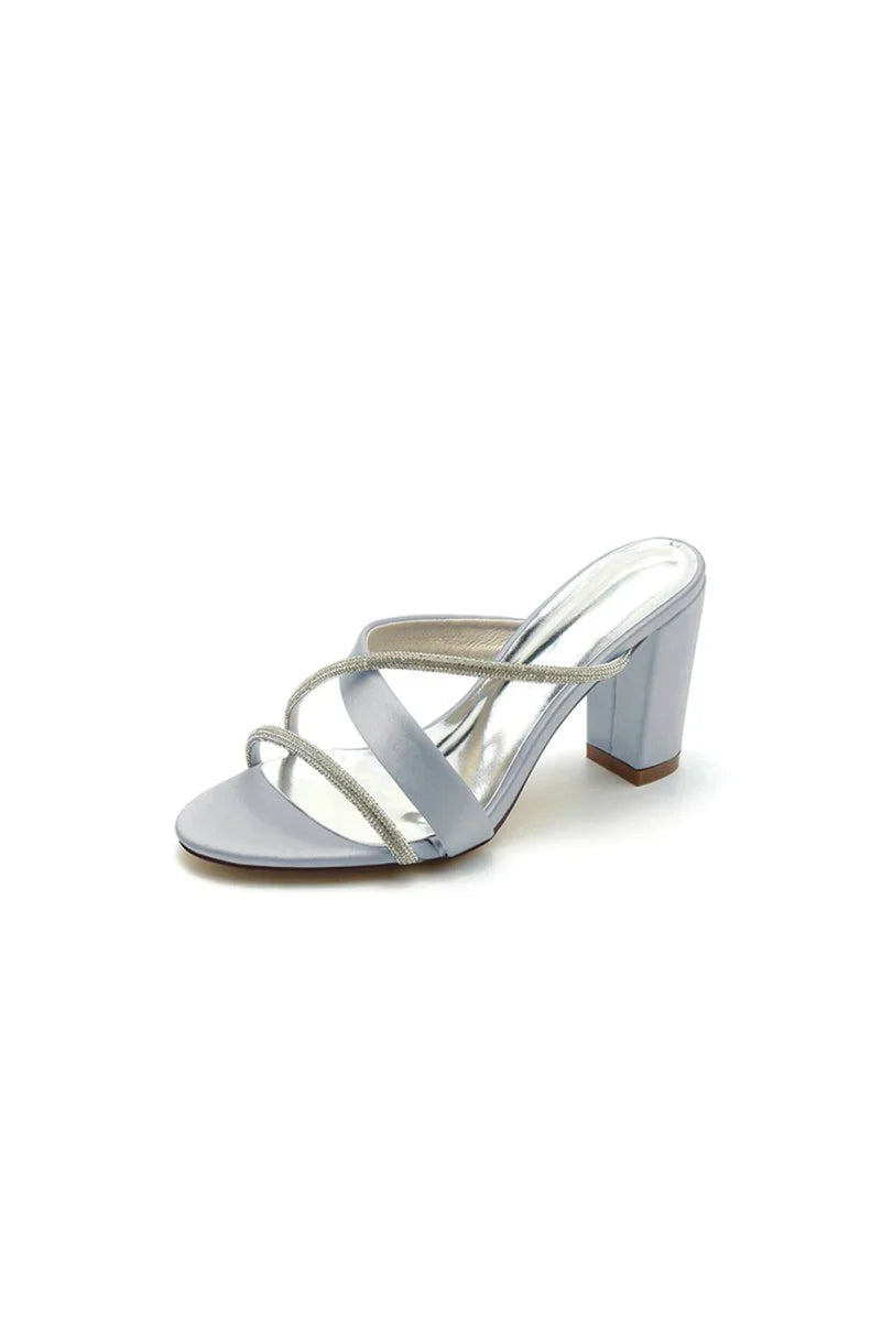 Royal Blue Satin High Heeled Sandals