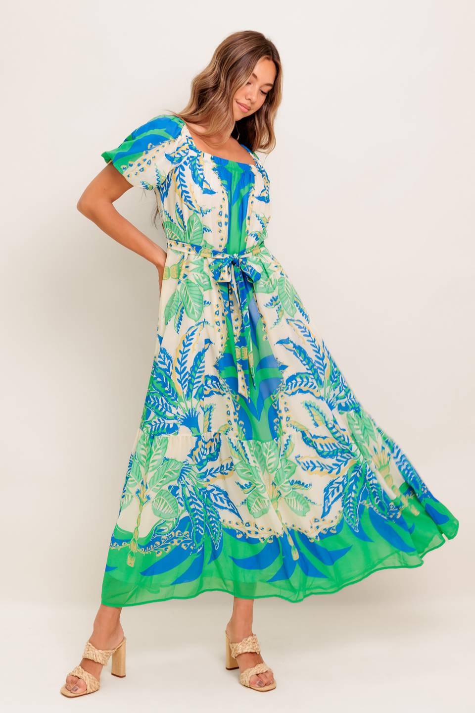 MADDISON MAXI DRESS GREEN BLUE