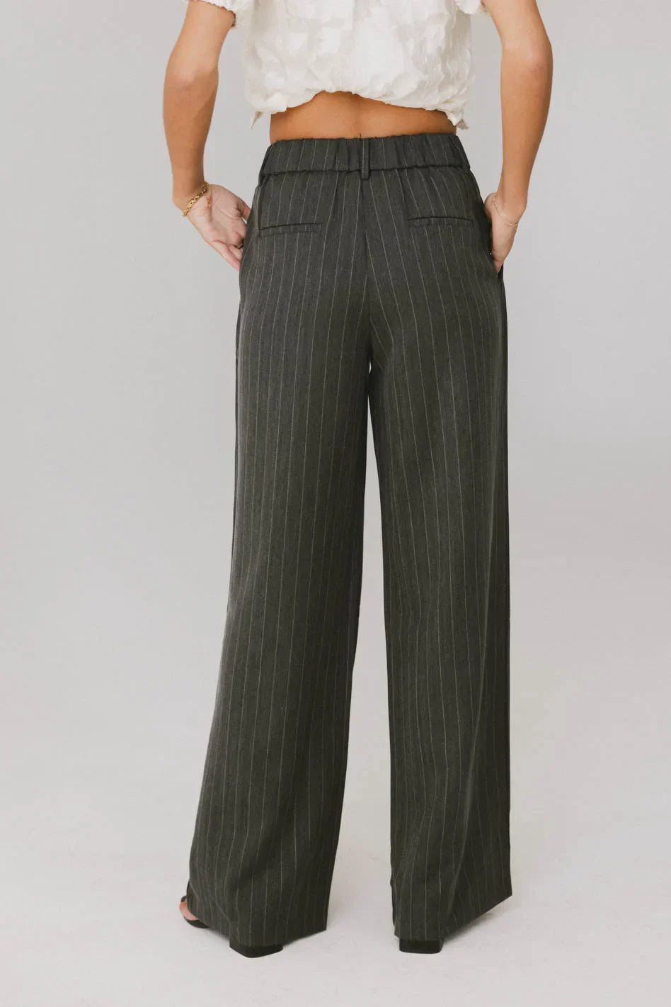 Reese Striped Slacks in Charcoal FINAL SALE