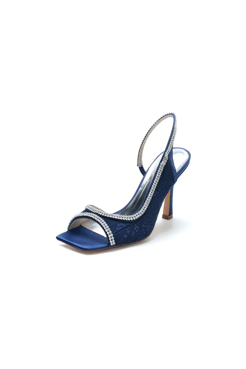 Square Open Toe Slingback Chunky Heels