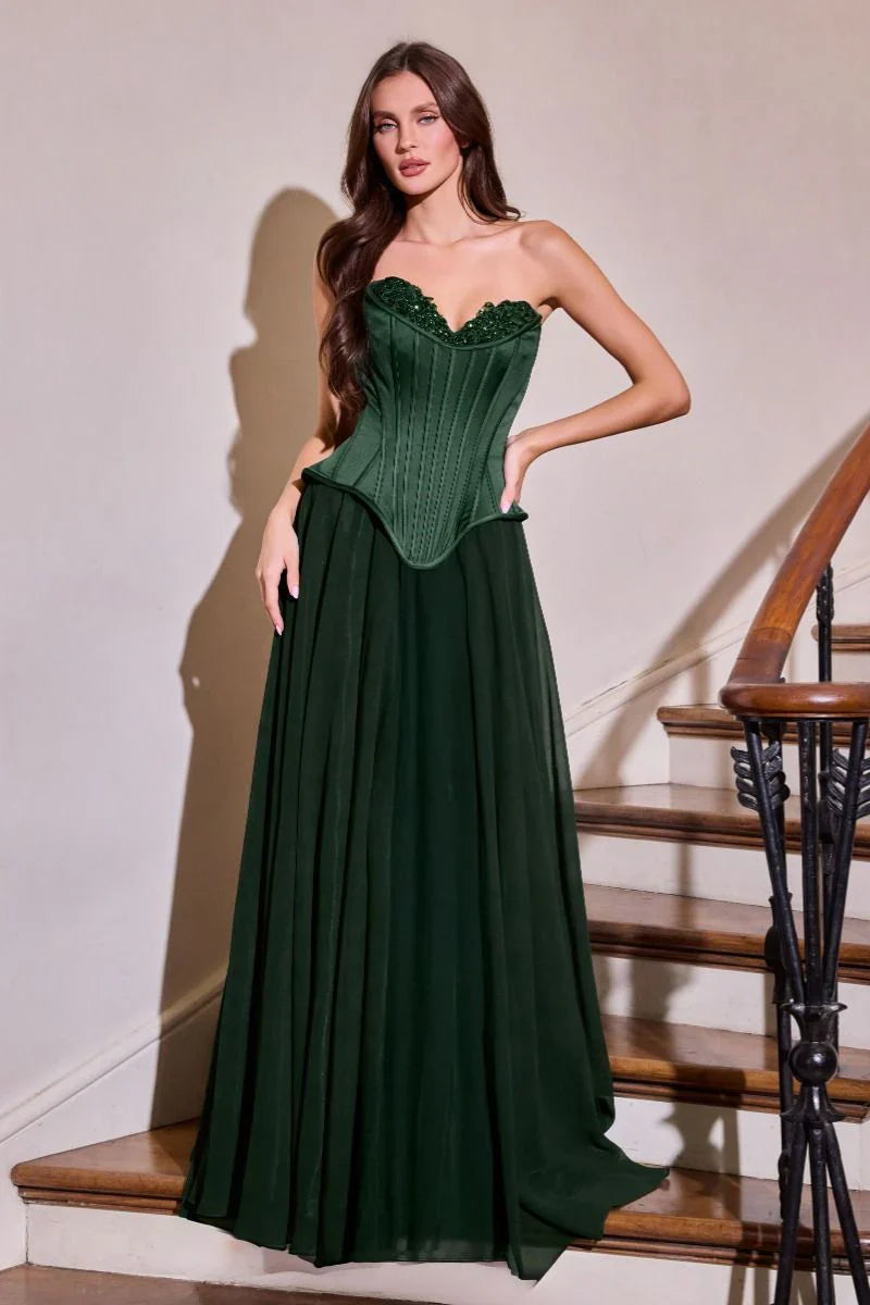 Nigella Gown Peplum Corset A line Formal Dress With Scarf