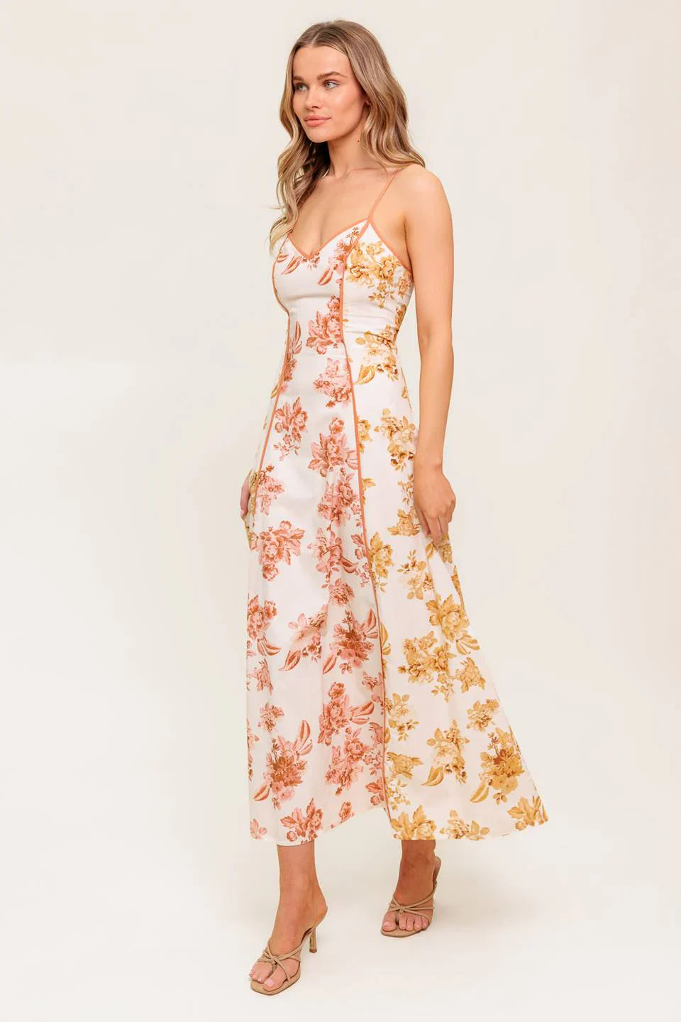 CARLYN MIDI DRESS MUSTARD FLORAL