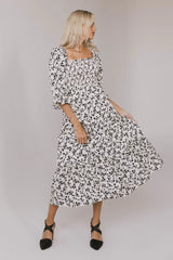 Kiran Floral Midi Dress in Cream FINAL SALE
