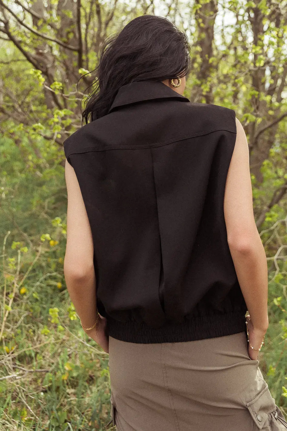 Rory Collared Vest in Black FINAL SALE